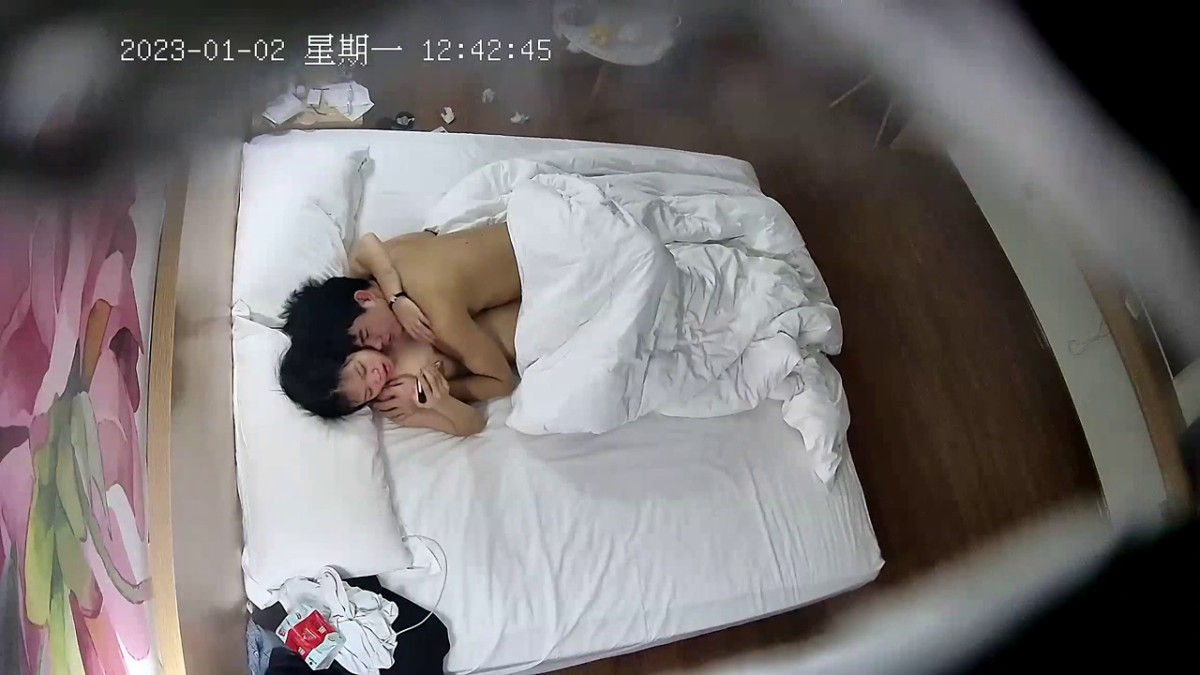 2023-1-2新流出乐橙酒店偷拍 元旦放假连续开房的打工情侣退房前干一炮女友还给穿袜子