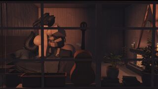 futa having fun with her pet cat