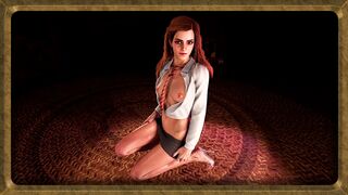 Randy toned Germione Granger dancing without panties in Gryffindor dorm