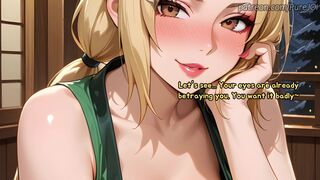 Test your cock's endurance with drunk Tsunade (Game JOI)