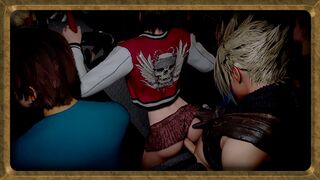 Licentious shameless Yuffie seduced Cloud into public sex on a crowded bus