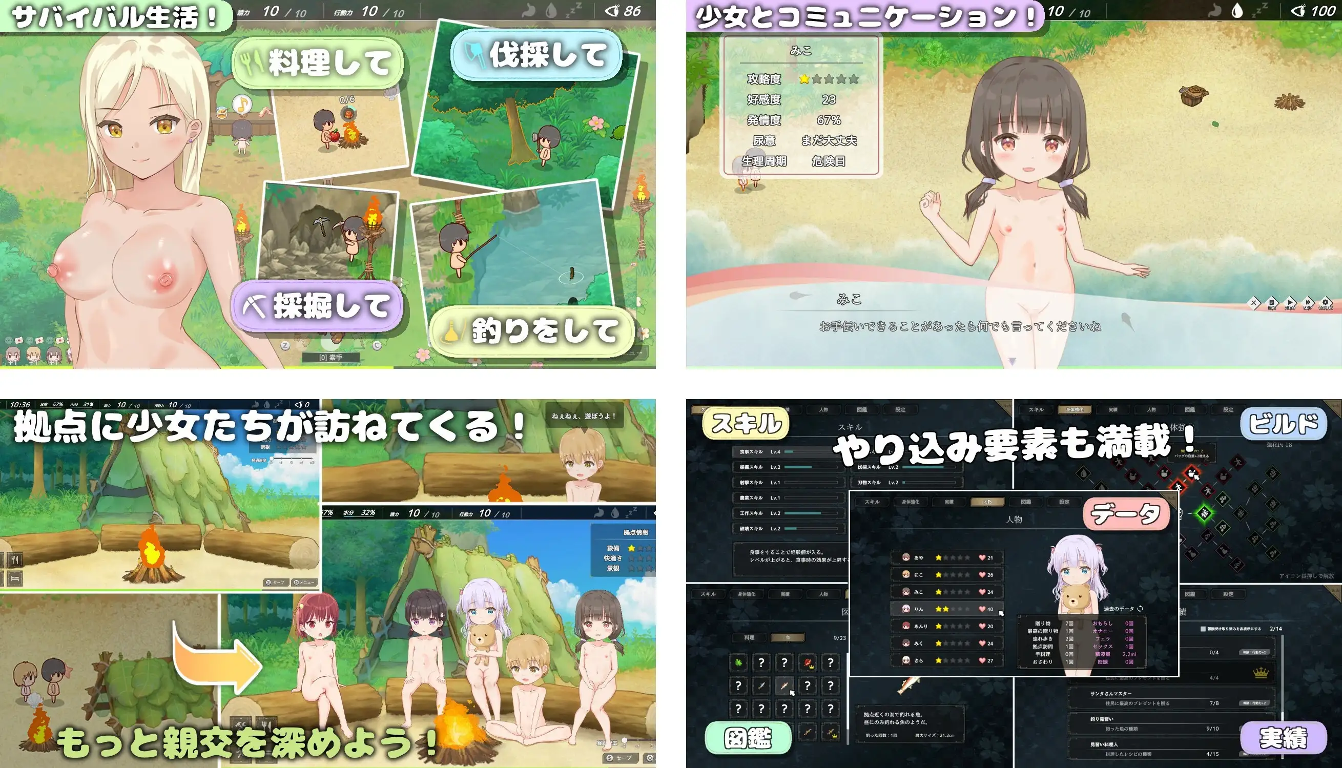 沙盒SLG/后宫/新作丨悠哉生存记～无人岛的全裸少女～ゆるゆるサバイバル ～全裸島の少女たち 1.0 完结 【20260619】 游戏截图 2