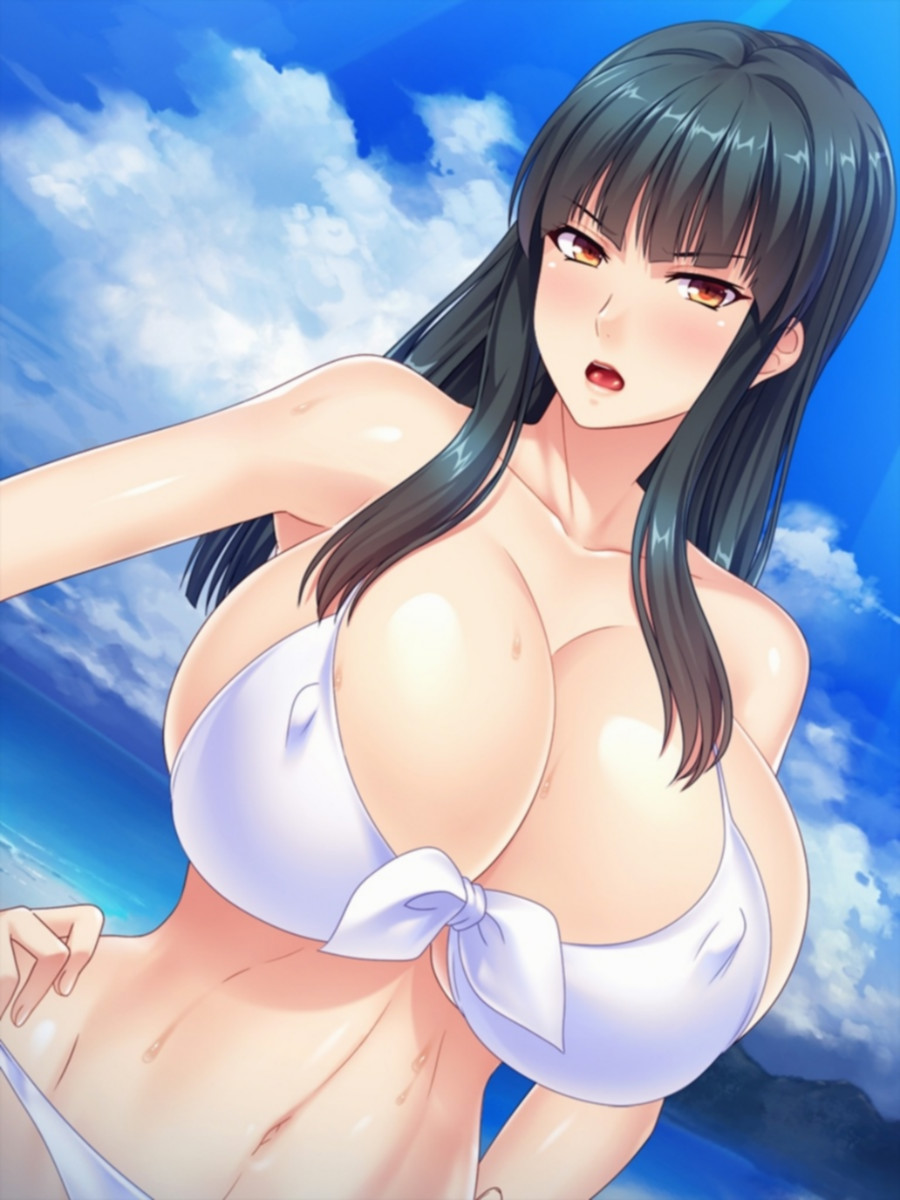 爆乳泳装人妻在沙滩被巨根搭讪～