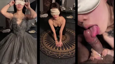 新婚小母狗穿着婚纱裙背着老公出来找刺激，太爽了全程高能